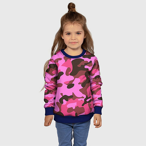 Детский свитшот Камуфляж: розовый/коричневый / 3D-Синий – фото 4