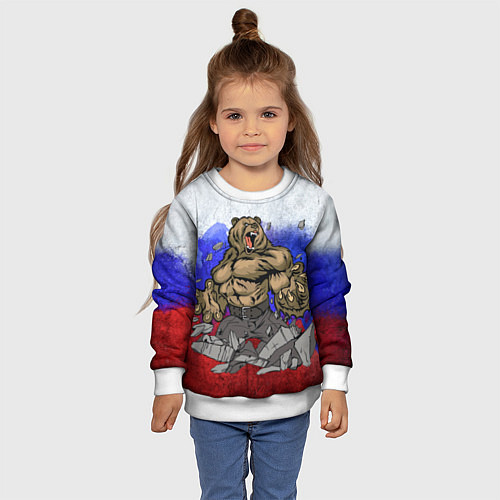 Детский свитшот Русский медведь / 3D-Белый – фото 4