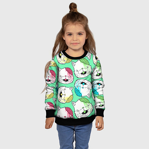 Детский свитшот Drop Dead: Kitty Heads / 3D-Черный – фото 4