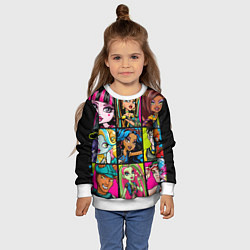 Свитшот детский Monster High Faces, цвет: 3D-белый — фото 2