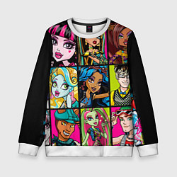 Свитшот детский Monster High Faces, цвет: 3D-белый