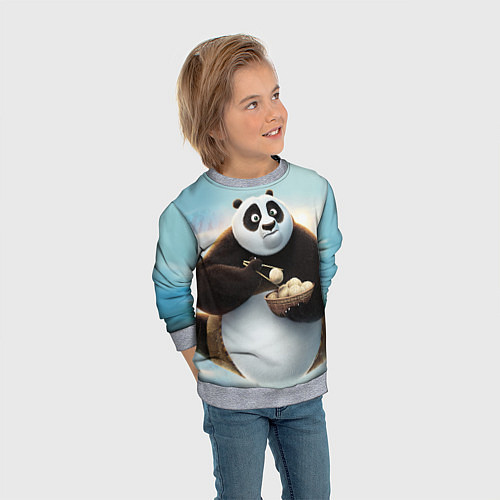 Детский свитшот Кунг фу панда / 3D-Меланж – фото 3