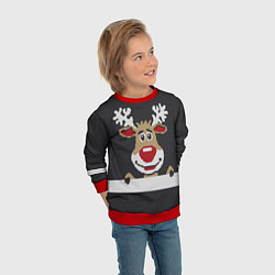 Свитшот детский Олень свитер вязаный, цвет: 3D-красный — фото 2