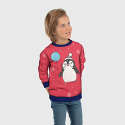 Свитшот детский Влюбленная пингвинка, цвет: 3D-синий — фото 2