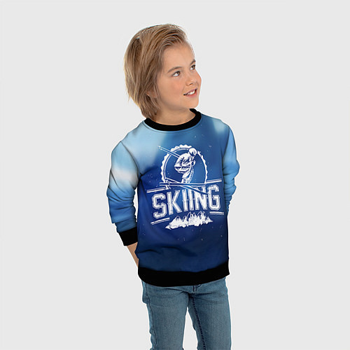 Детский свитшот Лыжный спорт / 3D-Черный – фото 3