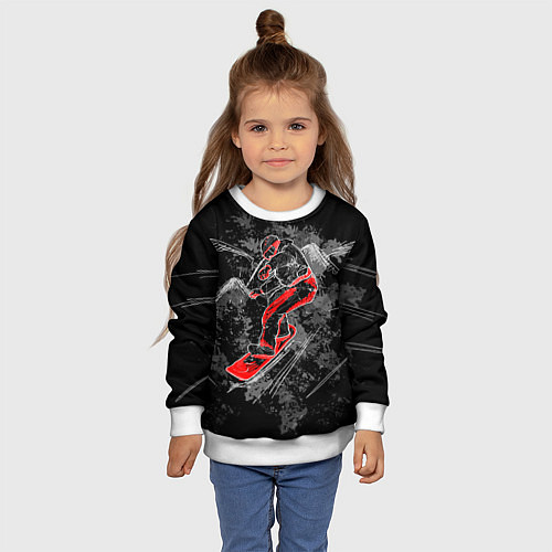Детский свитшот Сноубордист / 3D-Белый – фото 4