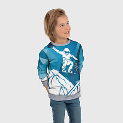 Свитшот детский Горы и сноубордист, цвет: 3D-меланж — фото 2