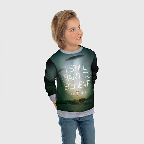 Детский свитшот I still want to believe / 3D-Меланж – фото 3