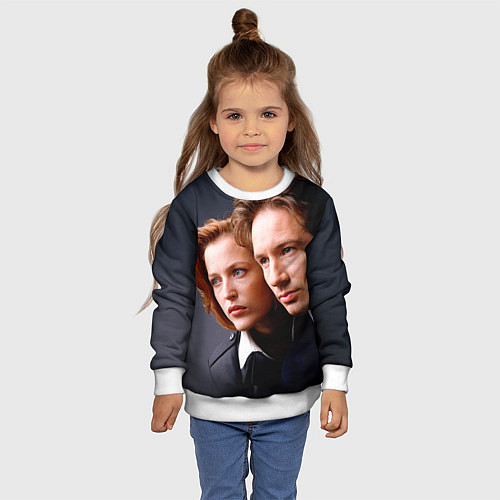 Детский свитшот Скалли и Малдер / 3D-Белый – фото 4