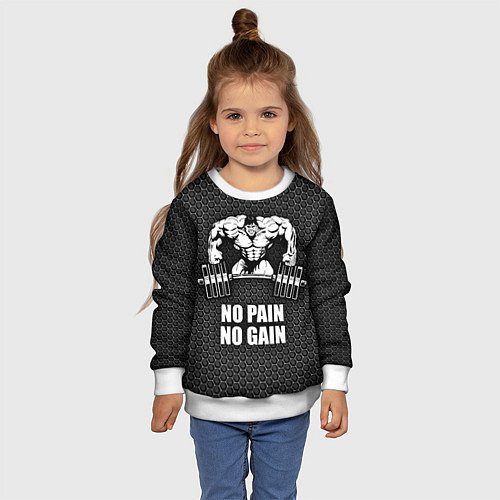 Детский свитшот No pain, no gain / 3D-Белый – фото 4