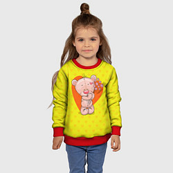 Свитшот детский Мишка с цветочками, цвет: 3D-красный — фото 2