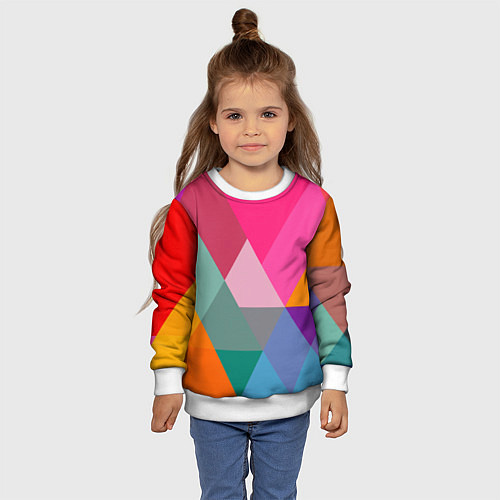 Детский свитшот Разноцветные полигоны / 3D-Белый – фото 4