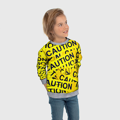 Детский свитшот Caution / 3D-Меланж – фото 3