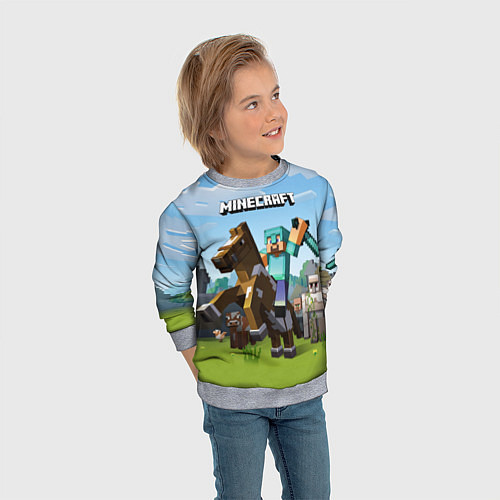 Детский свитшот Minecraft Rider / 3D-Меланж – фото 3