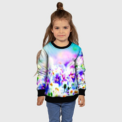 Свитшот детский Цветочное поле, цвет: 3D-черный — фото 2