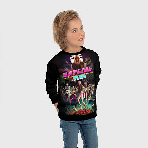 Детский свитшот Hotline Miami / 3D-Черный – фото 3