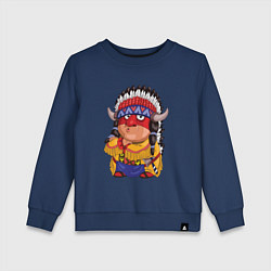 Свитшот хлопковый детский Забавные Индейцы 11, цвет: тёмно-синий