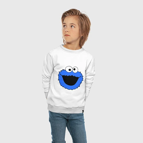 Детский свитшот Cookie Monster Face / Белый – фото 4