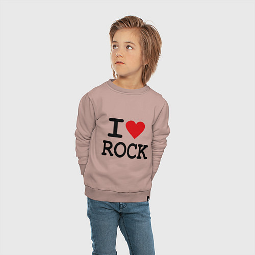 Детский свитшот I love Rock / Пыльно-розовый – фото 4