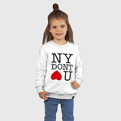 Свитшот хлопковый детский NY don't love you, цвет: белый — фото 2