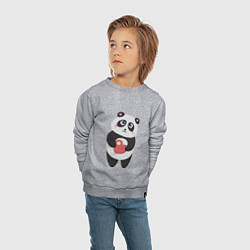Свитшот хлопковый детский Панда с сердечком, цвет: меланж — фото 2