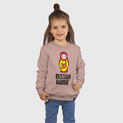 Свитшот хлопковый детский Russian Barbie, цвет: пыльно-розовый — фото 2