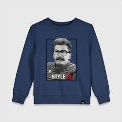 Свитшот хлопковый детский Stalin: Style in, цвет: тёмно-синий