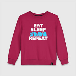 Свитшот хлопковый детский Eat sleep swim repeat, цвет: маджента
