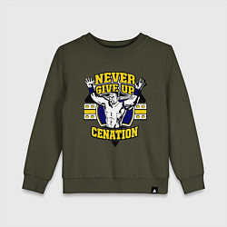 Свитшот хлопковый детский Never Give Up: Cenation, цвет: хаки