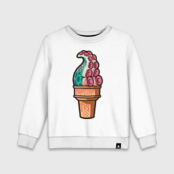 Свитшот хлопковый детский Мороженое-осьминог, цвет: белый