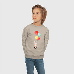 Свитшот хлопковый детский Енот на шариках, цвет: миндальный — фото 2