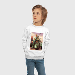 Свитшот хлопковый детский Тревор с автоматом, цвет: белый — фото 2