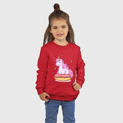 Свитшот хлопковый детский Единорог на пончике, цвет: красный — фото 2