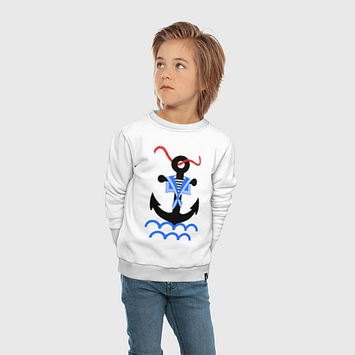 Детский свитшот Морской якорь / Белый – фото 4