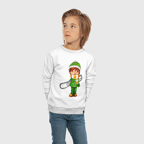 Детский свитшот Зеленый борд парень / Белый – фото 4