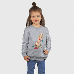 Свитшот хлопковый детский Рисованная девушка, цвет: меланж — фото 2