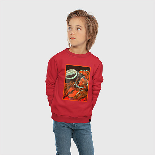 Детский свитшот Гагарин в иллюминаторе / Красный – фото 4