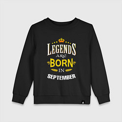 Свитшот хлопковый детский Legends are born in september, цвет: черный