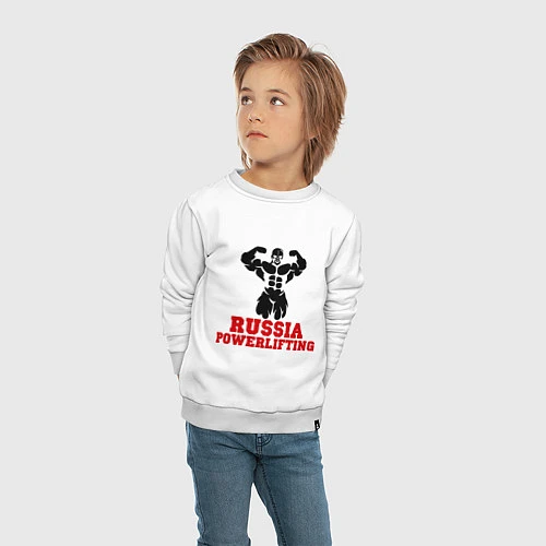 Детский свитшот Russia Powerlifting / Белый – фото 4