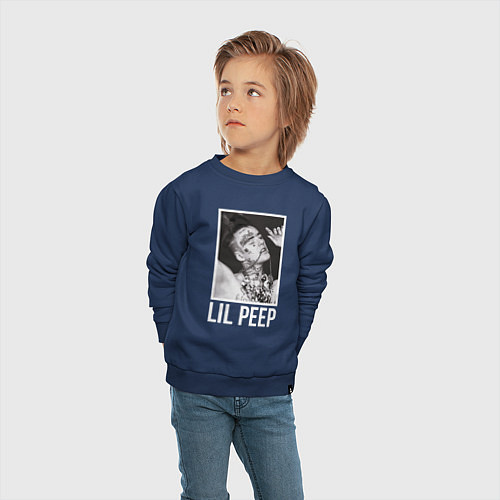 Детский свитшот Lil Peep: White Style / Тёмно-синий – фото 4