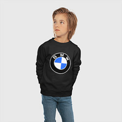 Свитшот хлопковый детский Logo BMW, цвет: черный — фото 2