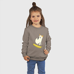 Свитшот хлопковый детский Cat no banana meme, цвет: утренний латте — фото 2