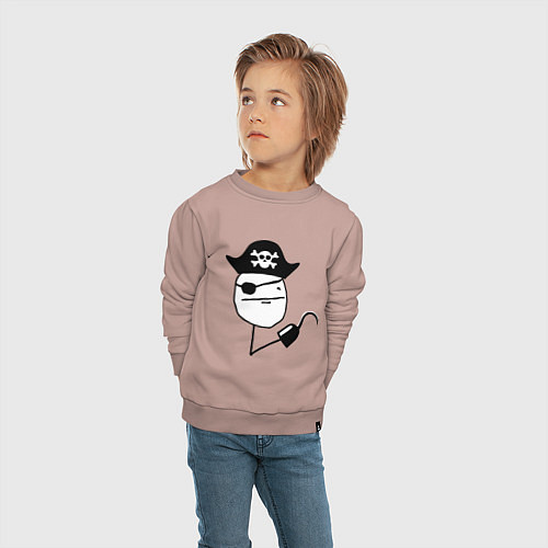 Детский свитшот Покер фейс пират / Пыльно-розовый – фото 4