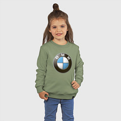Свитшот хлопковый детский BMW, цвет: авокадо — фото 2