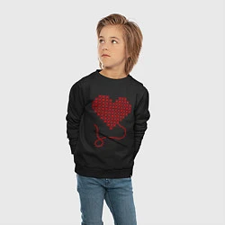 Свитшот хлопковый детский Сердце-вышиванка, цвет: черный — фото 2