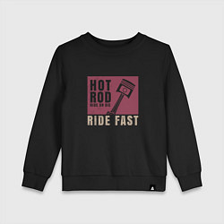 Свитшот хлопковый детский Hot Rod: Ride Fast, цвет: черный