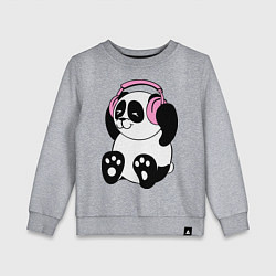 Свитшот хлопковый детский Panda in headphones панда в наушниках, цвет: меланж