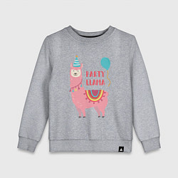 Свитшот хлопковый детский Party Llama, цвет: меланж