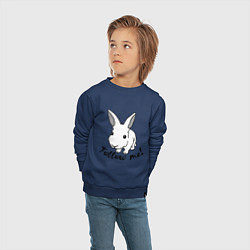 Свитшот хлопковый детский Rabbit: follow me, цвет: тёмно-синий — фото 2