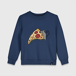 Свитшот хлопковый детский Кусочек пиццы парная, цвет: тёмно-синий